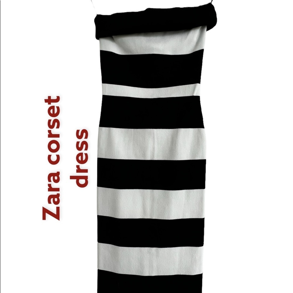 Zara black white stripper form corset  causal dress